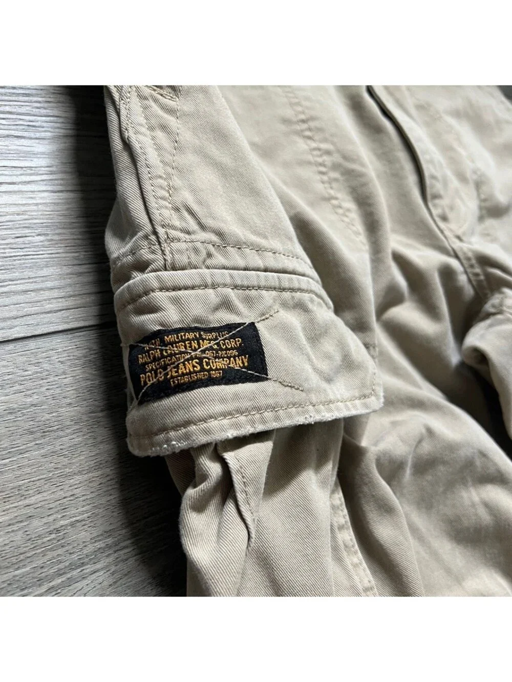 Polo Jeans Co. Ralph Lauren Men's 34x32 Cargo Pants Tan Military Surplus Y2K